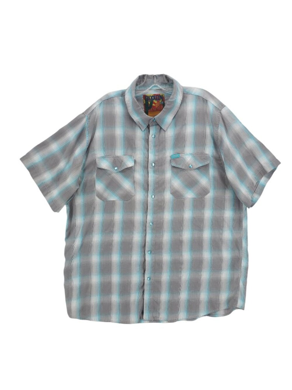 DIXXON Men's Bisbee Pearl Snap Button Short Sleeve Plaid Bamboo Blend 2XL